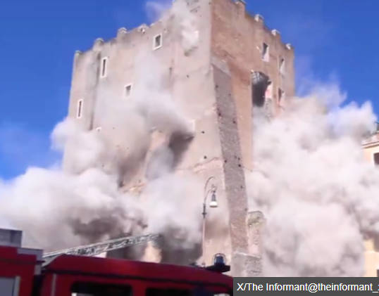 ローマの遺跡が修復中に崩れ始め、作業員が死亡【映像】