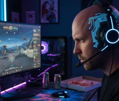 夜遅くまでPCゲームをやると暗闇で光るゲーミングハゲになると慶応大学医学部が発表