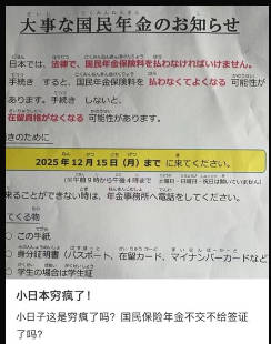 【在日中国人発狂す】国民年金未納だとビザが下りないだとっ！！→→ Ｘ民『当然です』