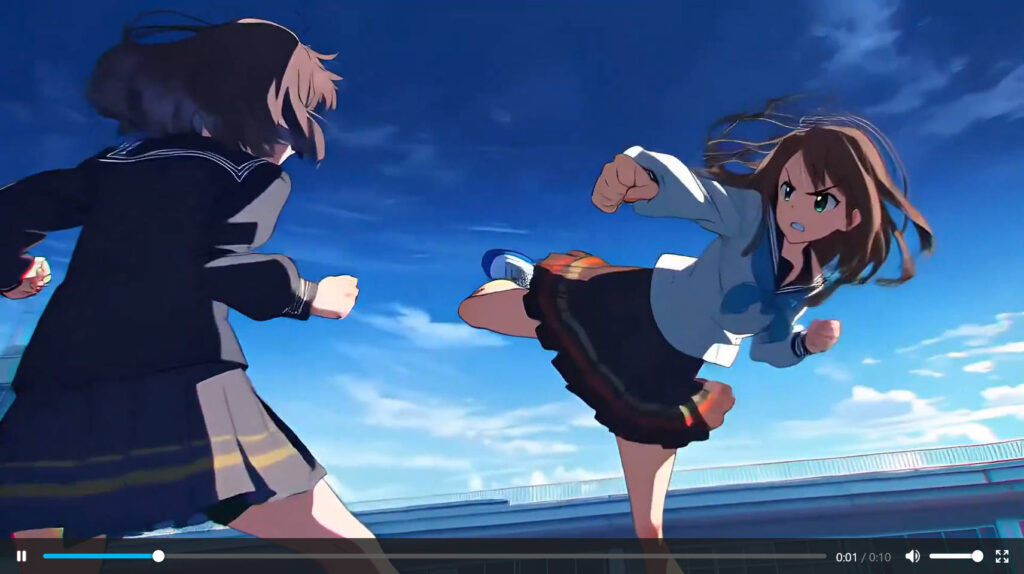 【動画】個人制作のヴィドゥAIアニメが世界で話題。制服を着た女子高生がバトル